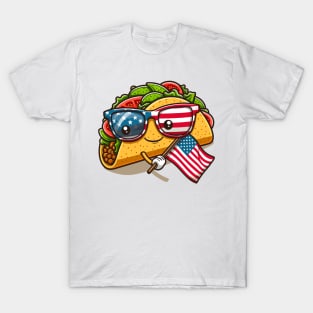 Tacos holding an American flag design T-Shirt